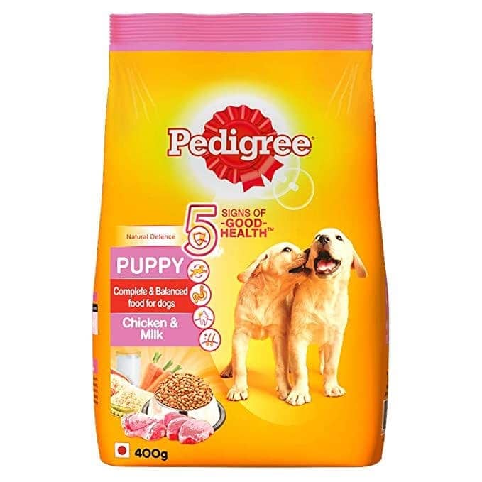 Pedigree Chicken Chunks in Gravy Pouch Puppy Wet Food and Chicken & Milk Puppy Dry Food Combo