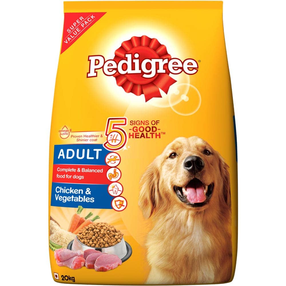Pedigree Chicken & Liver Chunks in Gravy Wet and Chicken & Vegetables Dry Adult Dog Food Combo